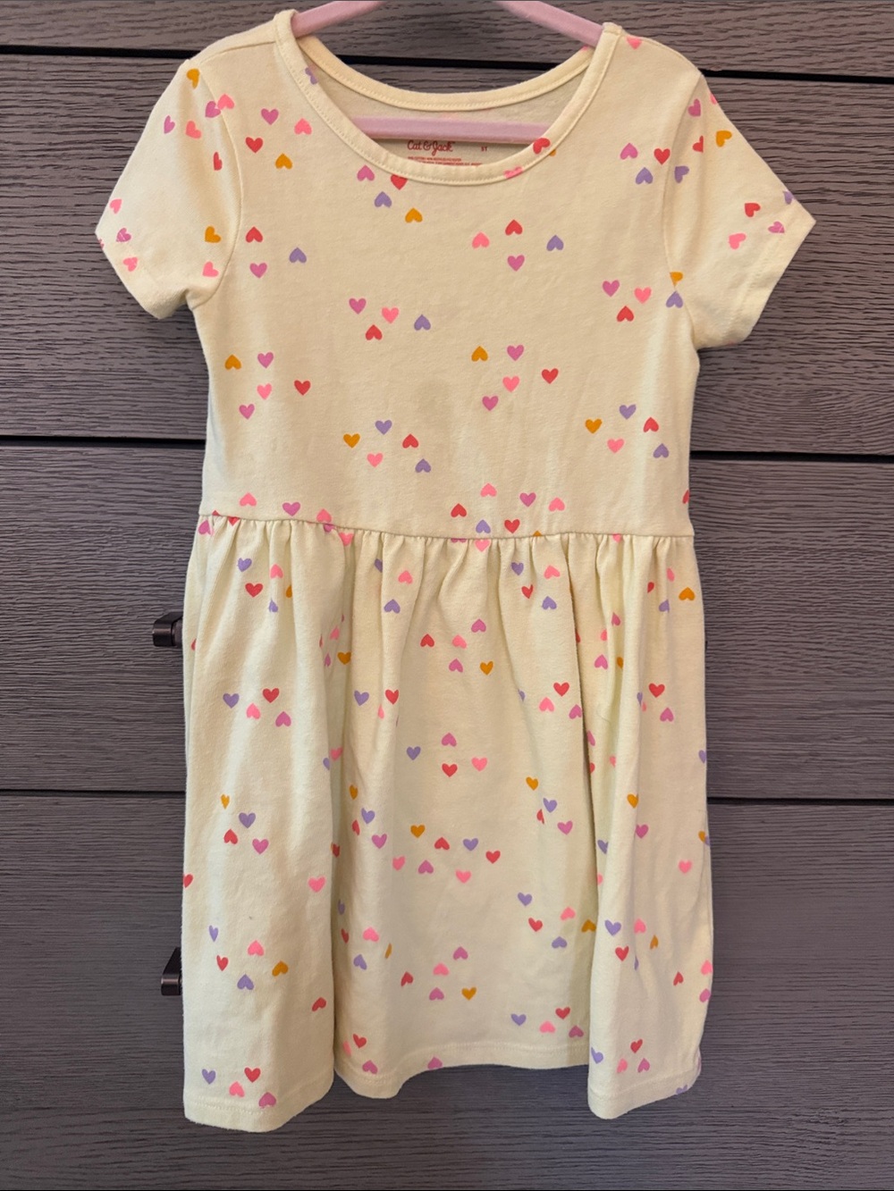 Cat & Jack Yellow Dress with Pastel Heart Motif